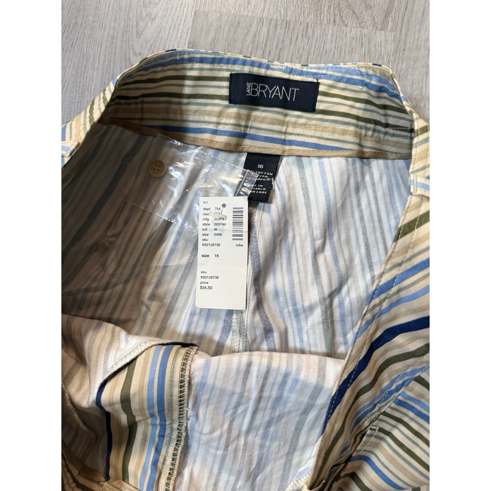 Lane Bryant Straight Cropped Pants Women Size 16 Beige Green Twill Linen NWT - Picture 4 of 10